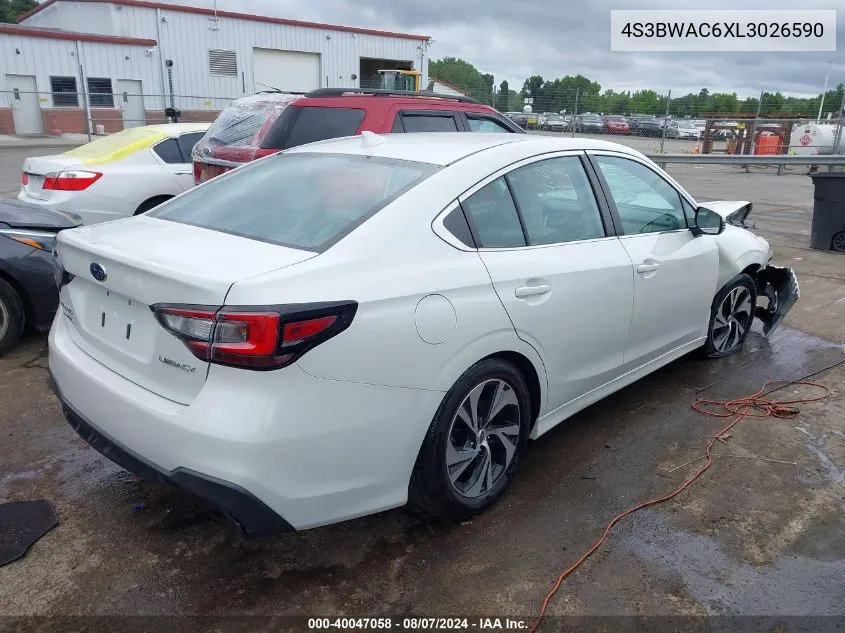 2020 Subaru Legacy Premium VIN: 4S3BWAC6XL3026590 Lot: 40047058