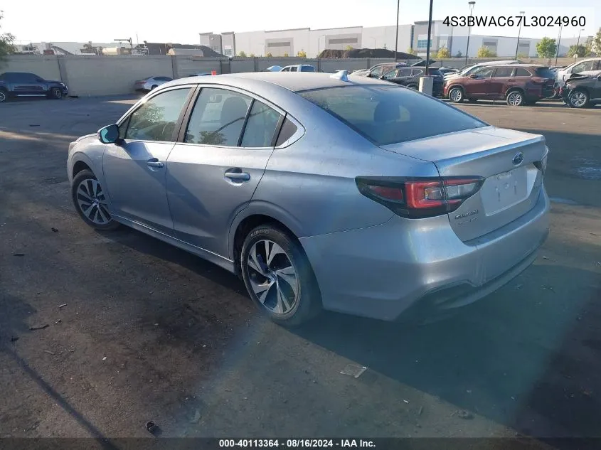 2020 Subaru Legacy Premium VIN: 4S3BWAC67L3024960 Lot: 40113364