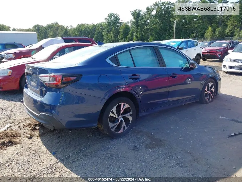 2020 Subaru Legacy VIN: 4S3BWAB68L3017016 Lot: 40152474