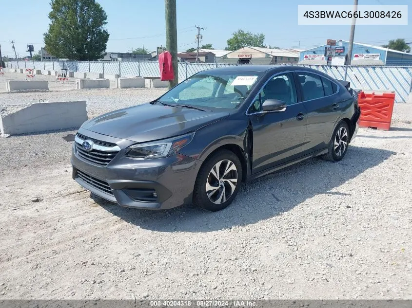 2020 Subaru Legacy Premium VIN: 4S3BWAC66L3008426 Lot: 40204318