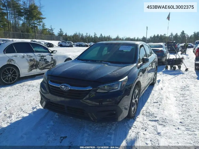 4S3BWAE60L3002375 2020 Subaru Legacy Premium