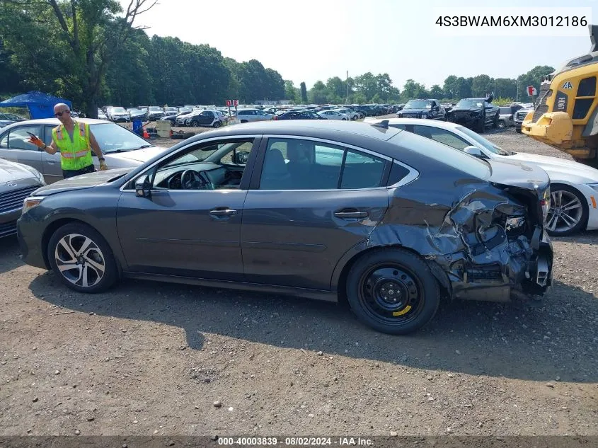 2021 Subaru Legacy Limited VIN: 4S3BWAM6XM3012186 Lot: 40003839