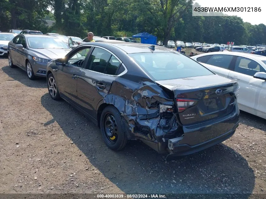 4S3BWAM6XM3012186 2021 Subaru Legacy Limited