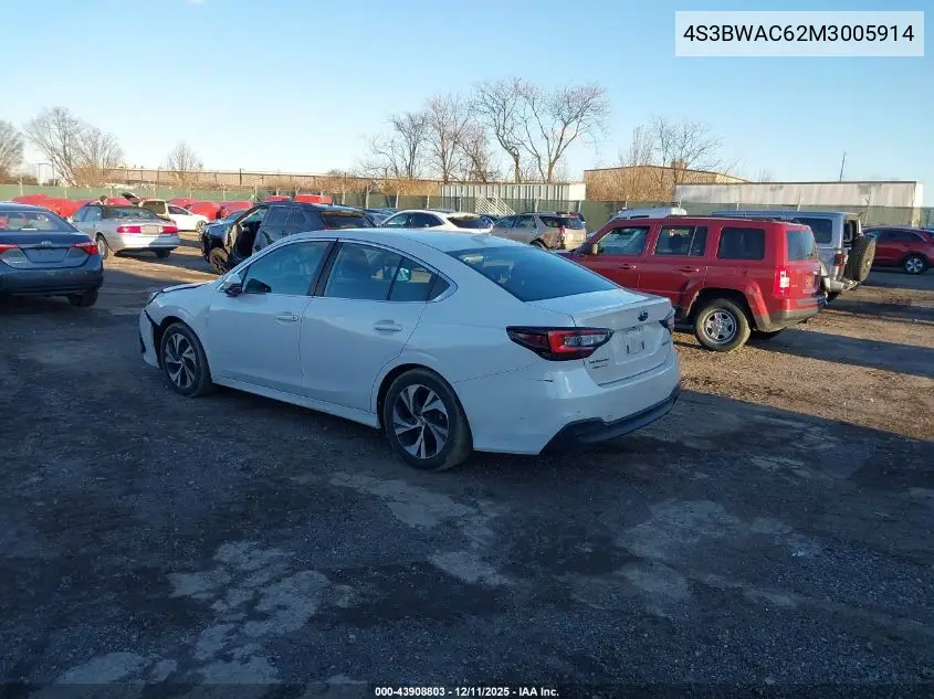 4S3BWAC62M3005914 2021 Subaru Legacy Premium