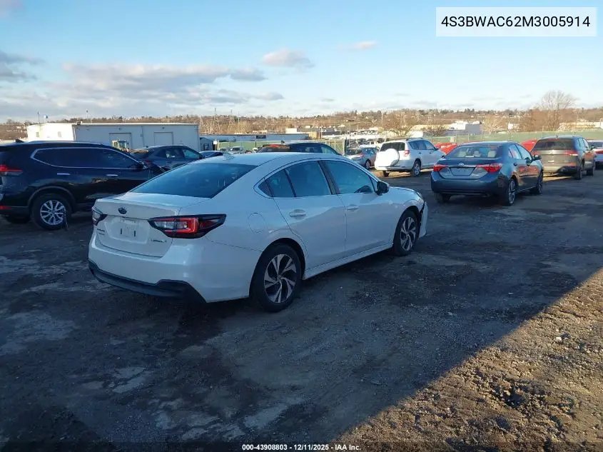 4S3BWAC62M3005914 2021 Subaru Legacy Premium