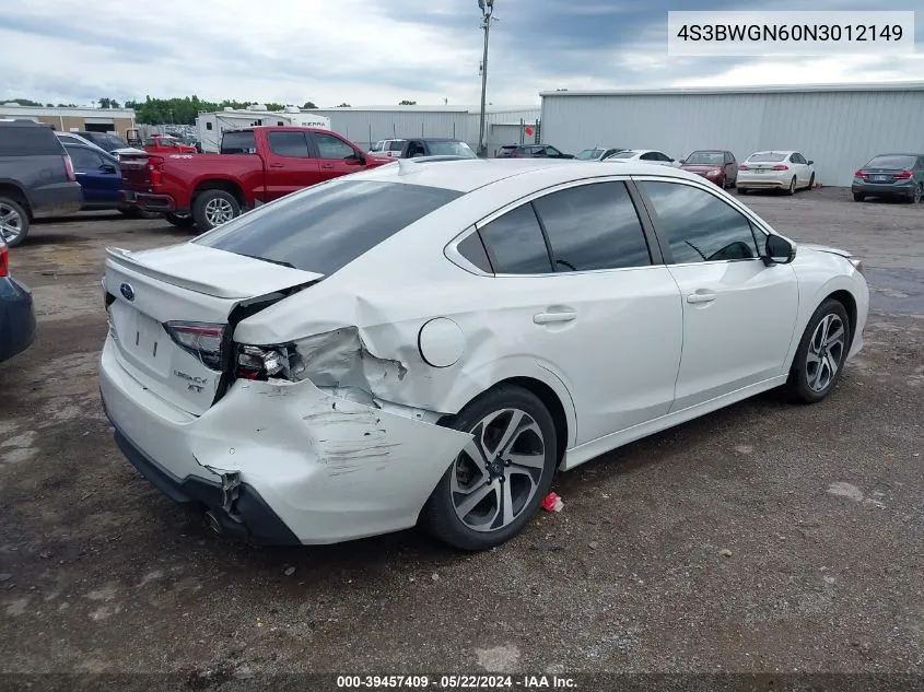 2022 Subaru Legacy Limited Xt VIN: 4S3BWGN60N3012149 Lot: 39457409