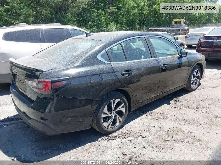 4S3BWAD62N3018386 2022 Subaru Legacy Premium