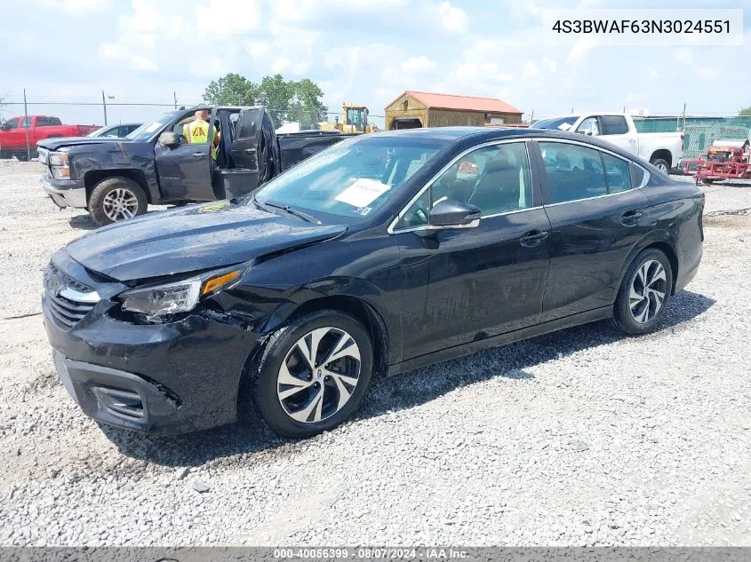 4S3BWAF63N3024551 2022 Subaru Legacy Premium