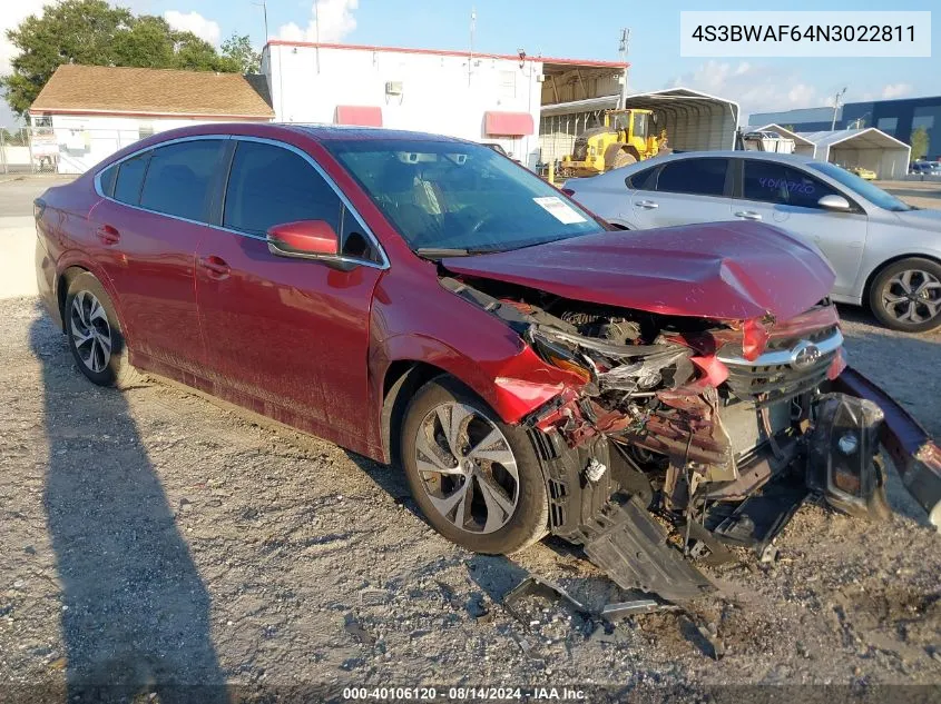 4S3BWAF64N3022811 2022 Subaru Legacy Premium