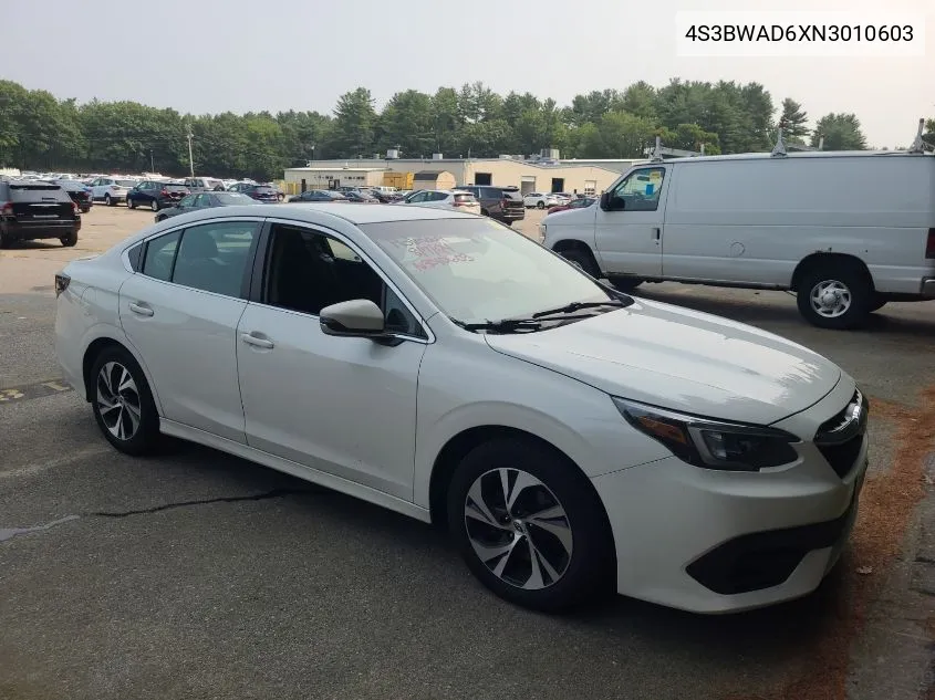 2022 Subaru Legacy Premium VIN: 4S3BWAD6XN3010603 Lot: 40173458