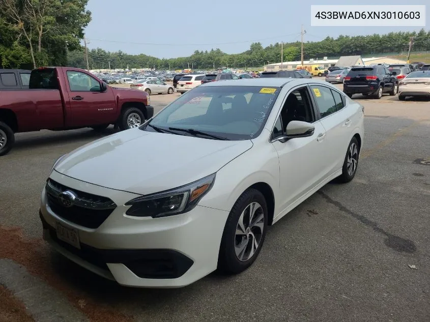 2022 Subaru Legacy Premium VIN: 4S3BWAD6XN3010603 Lot: 40173458