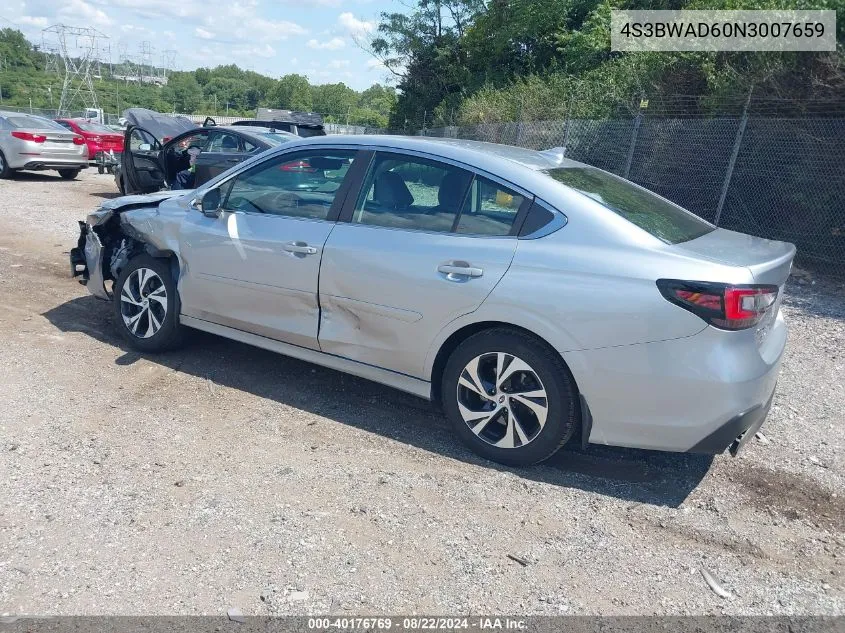 2022 Subaru Legacy Premium VIN: 4S3BWAD60N3007659 Lot: 40176769