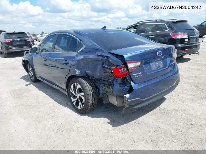 4S3BWAD67N3004242 2022 Subaru Legacy Premium