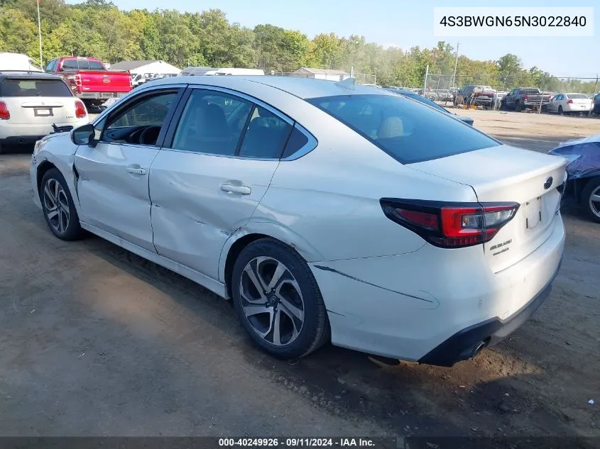 2022 Subaru Legacy Limited Xt VIN: 4S3BWGN65N3022840 Lot: 40249926