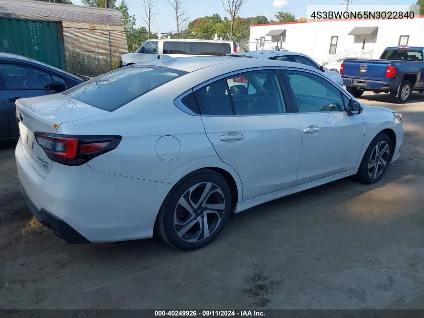 2022 Subaru Legacy Limited Xt VIN: 4S3BWGN65N3022840 Lot: 40249926