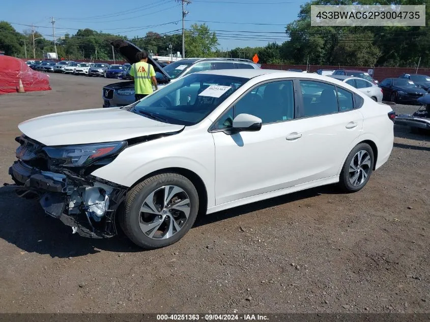 2023 Subaru Legacy Premium VIN: 4S3BWAC62P3004735 Lot: 40251363