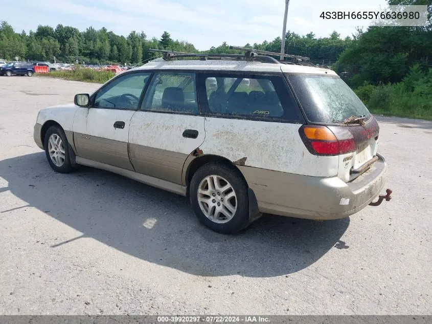 2000 Subaru Outback VIN: 4S3BH6655Y6636980 Lot: 39920297