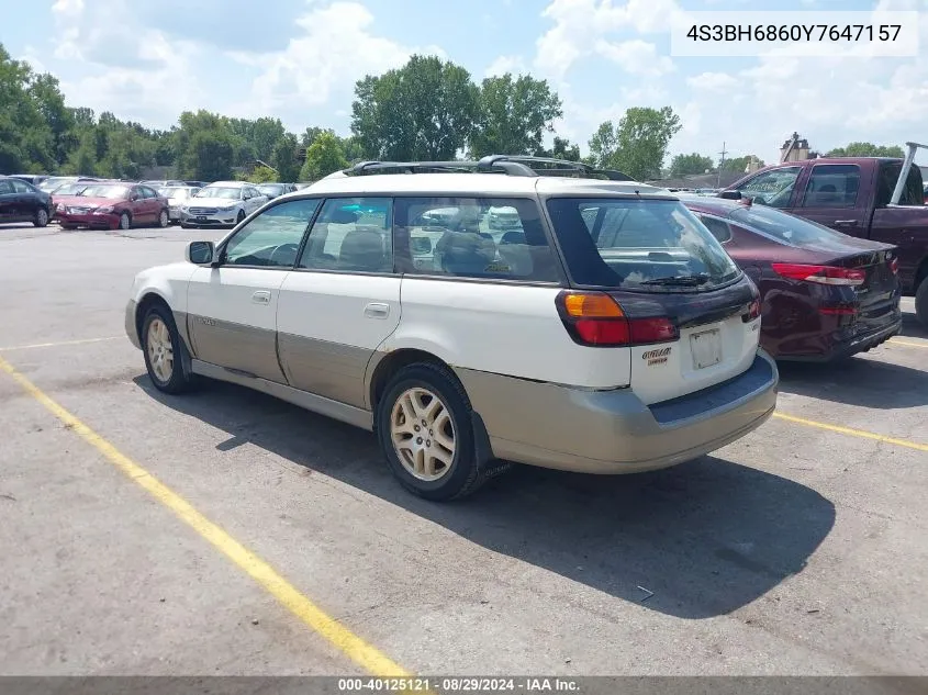 2000 Subaru Outback Limited VIN: 4S3BH6860Y7647157 Lot: 40125121