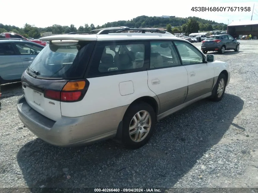 4S3BH6860Y7671958 2000 Subaru Outback Limited