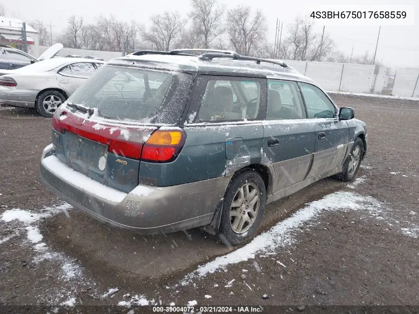 2001 Subaru Outback VIN: 4S3BH675017658559 Lot: 39004072