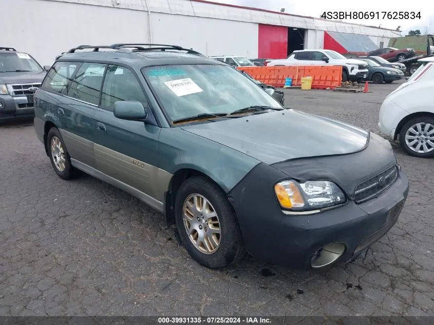 2001 Subaru Outback H6-3.0 VIN: 4S3BH806917625834 Lot: 39931335