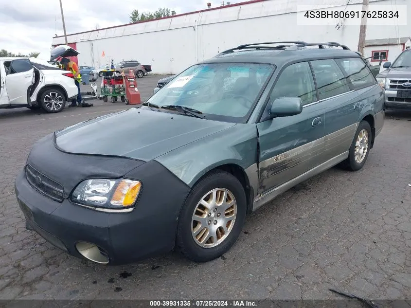 2001 Subaru Outback H6-3.0 VIN: 4S3BH806917625834 Lot: 39931335