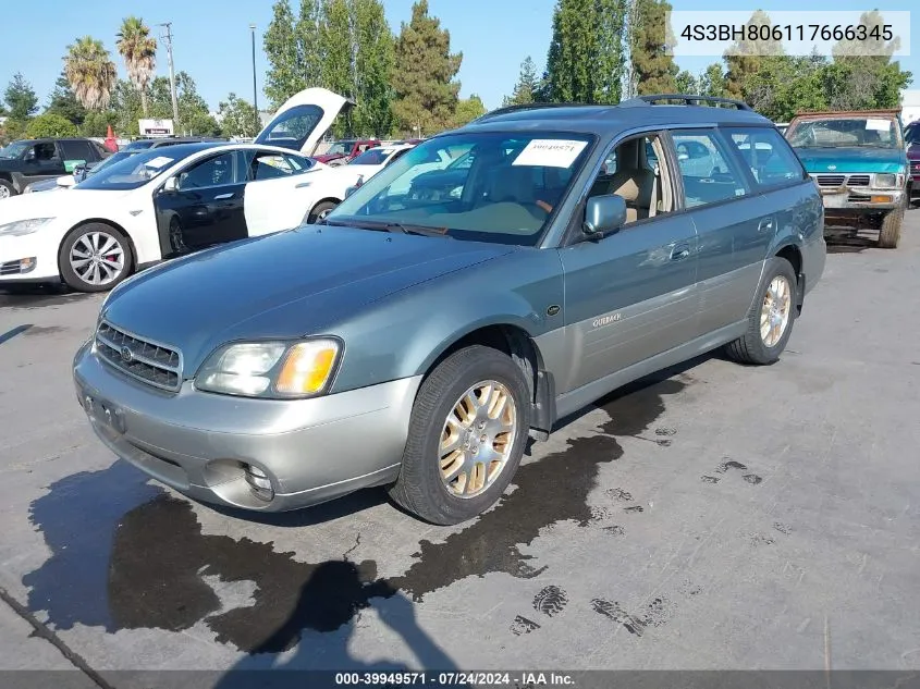 2001 Subaru Outback H6-3.0 VIN: 4S3BH806117666345 Lot: 39949571