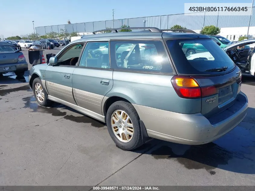 2001 Subaru Outback H6-3.0 VIN: 4S3BH806117666345 Lot: 39949571