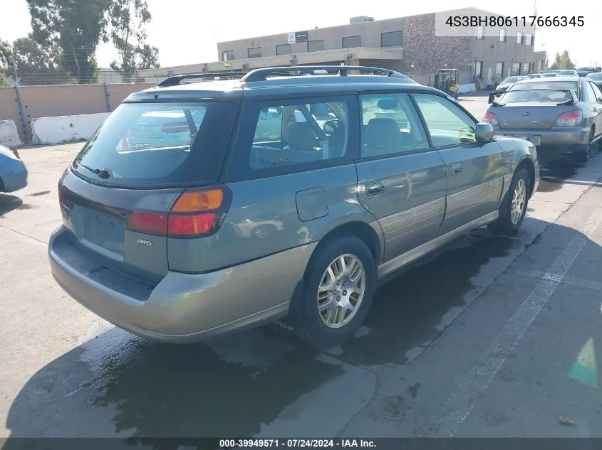 2001 Subaru Outback H6-3.0 VIN: 4S3BH806117666345 Lot: 39949571