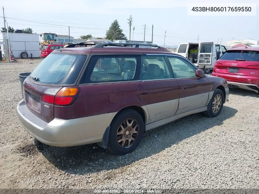 2001 Subaru Outback H6-3.0 VIN: 4S3BH806017659550 Lot: 40032062