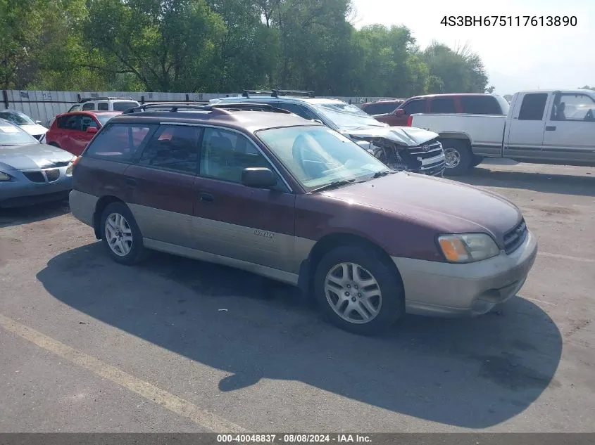 2001 Subaru Outback VIN: 4S3BH675117613890 Lot: 40048837