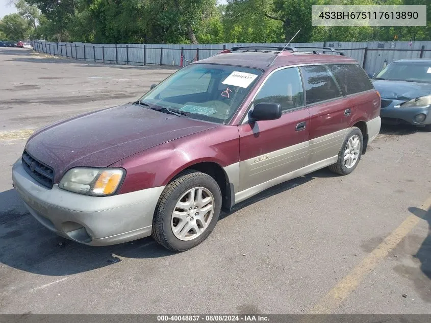 2001 Subaru Outback VIN: 4S3BH675117613890 Lot: 40048837