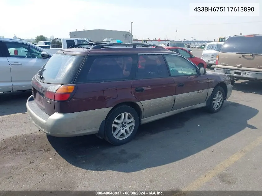 2001 Subaru Outback VIN: 4S3BH675117613890 Lot: 40048837