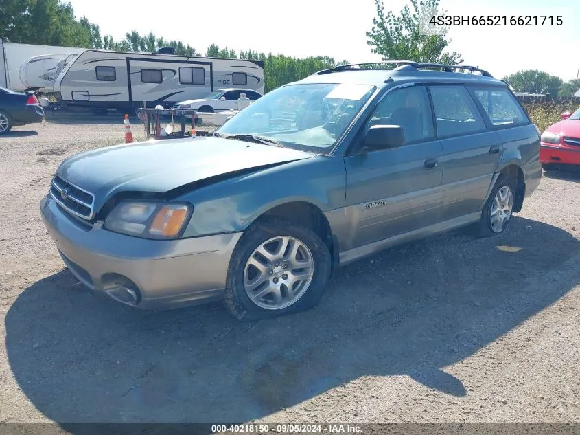 2001 Subaru Outback Outback VIN: 4S3BH665216621715 Lot: 40218150