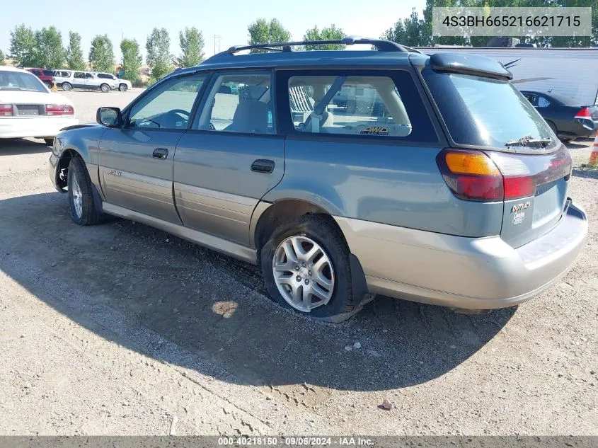 2001 Subaru Outback Outback VIN: 4S3BH665216621715 Lot: 40218150