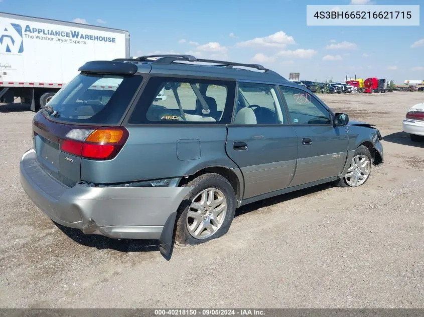 2001 Subaru Outback Outback VIN: 4S3BH665216621715 Lot: 40218150