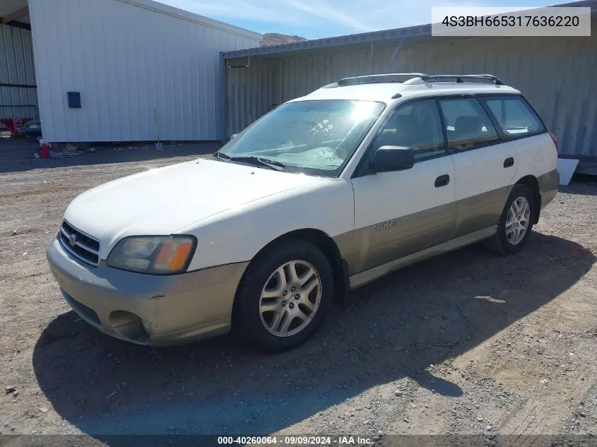 2001 Subaru Outback VIN: 4S3BH665317636220 Lot: 40260064