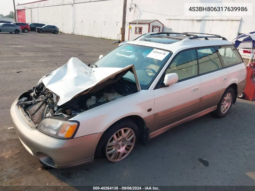 2001 Subaru Outback H6-3.0 VIN: 4S3BH806317639986 Lot: 40264138