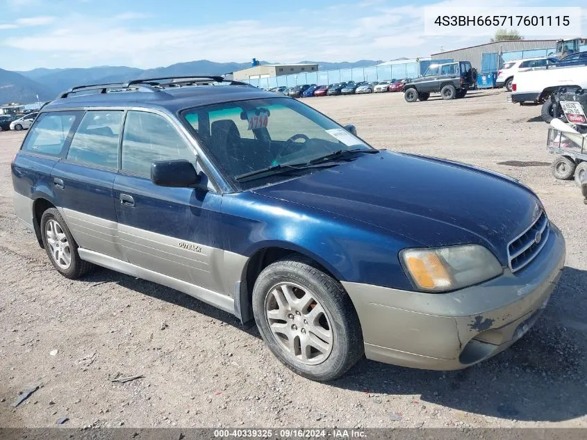 2001 Subaru Outback VIN: 4S3BH665717601115 Lot: 40339325