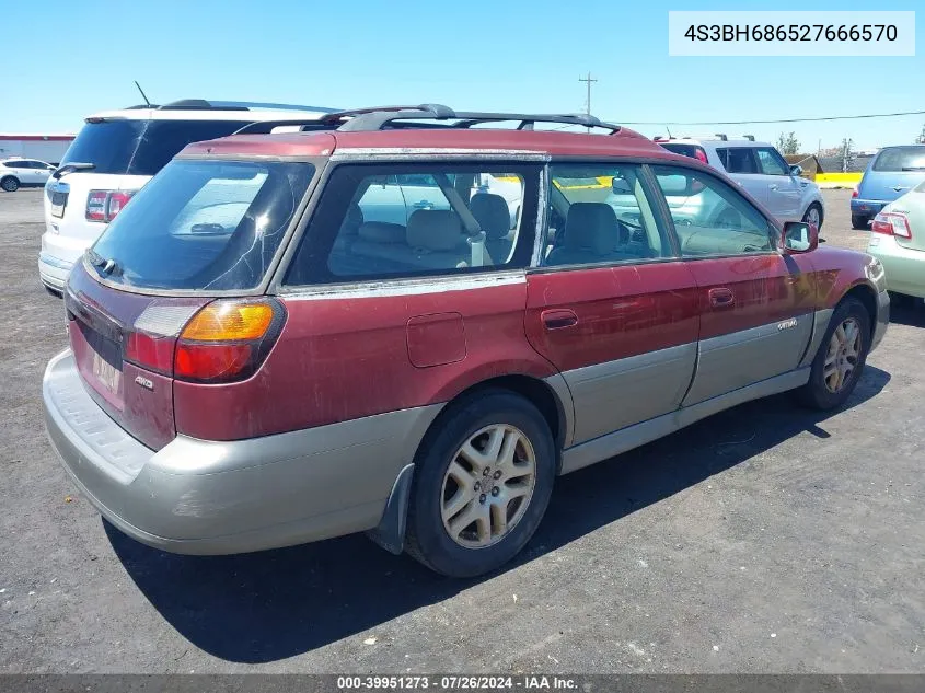 2002 Subaru Outback Limited VIN: 4S3BH686527666570 Lot: 39951273