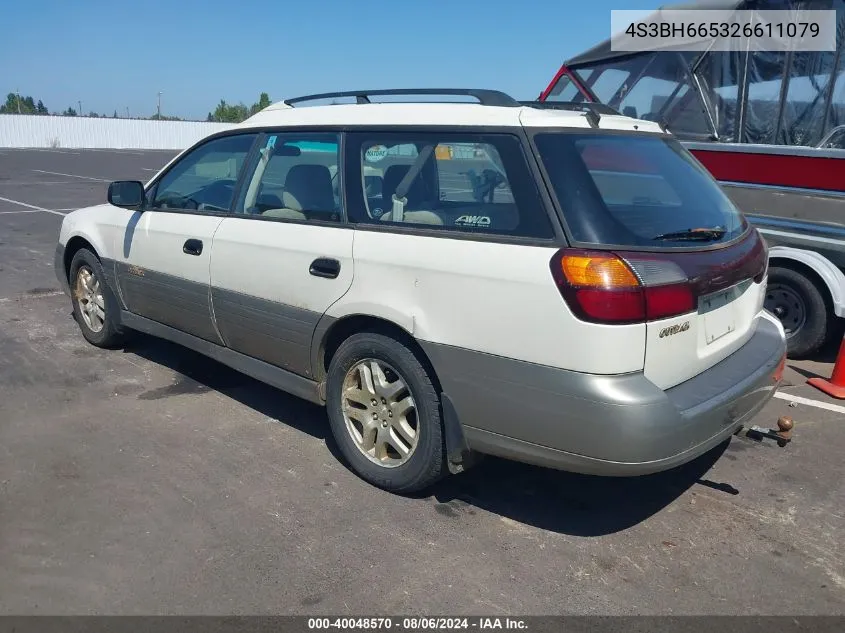 2002 Subaru Outback VIN: 4S3BH665326611079 Lot: 40048570