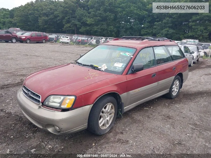 2002 Subaru Outback VIN: 4S3BH665527606203 Lot: 40061648