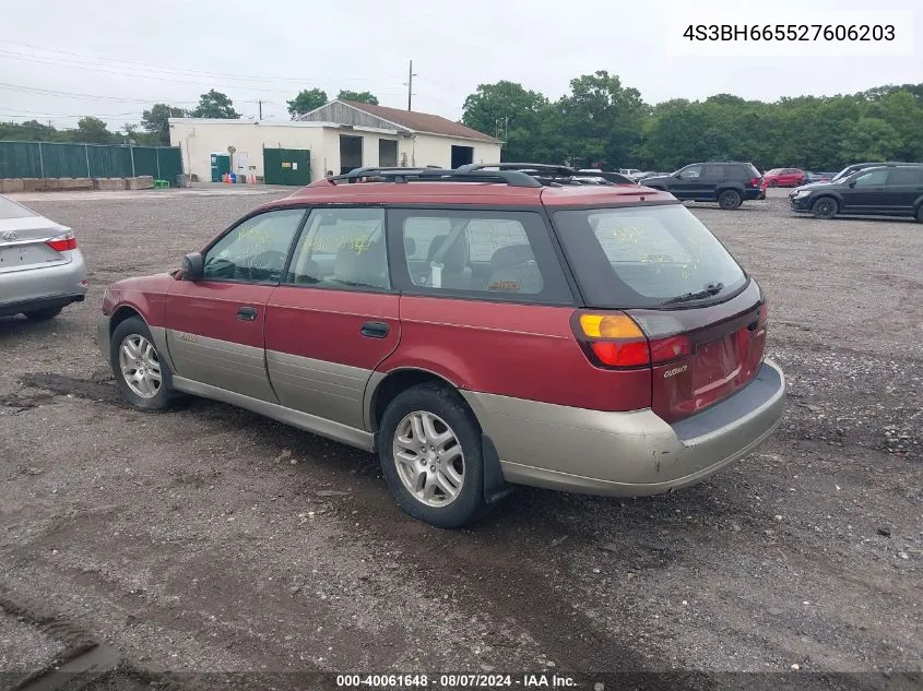 2002 Subaru Outback VIN: 4S3BH665527606203 Lot: 40061648