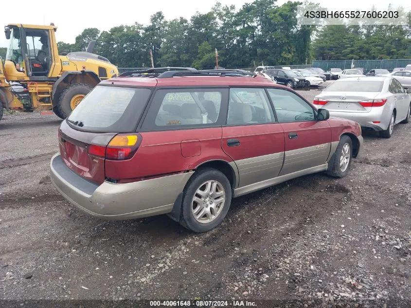 2002 Subaru Outback VIN: 4S3BH665527606203 Lot: 40061648