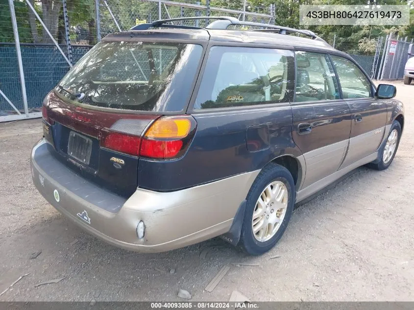 2002 Subaru Outback H6-3.0 L.l. Bean Edition VIN: 4S3BH806427619473 Lot: 40093085