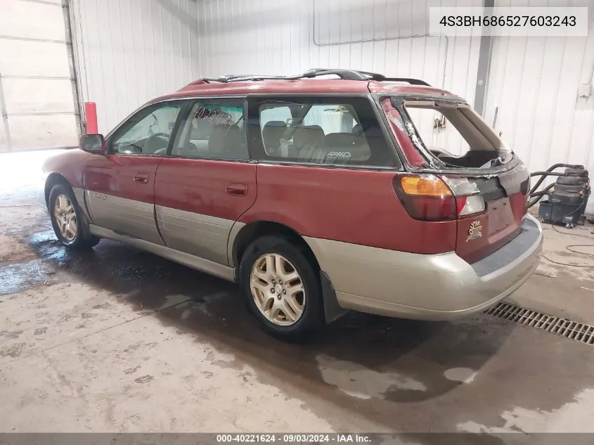 2002 Subaru Outback Limited VIN: 4S3BH686527603243 Lot: 40221624