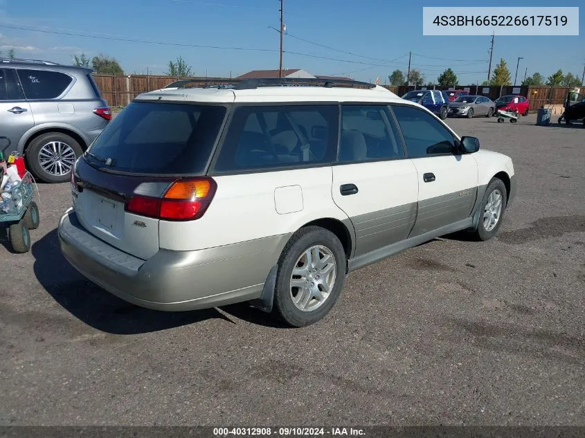 2002 Subaru Outback Outback VIN: 4S3BH665226617519 Lot: 40312908