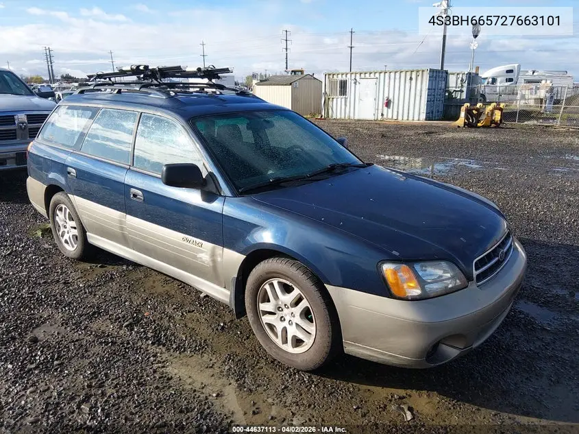 2002 Subaru Outback VIN: 4S3BH665727663101 Lot: 44637113
