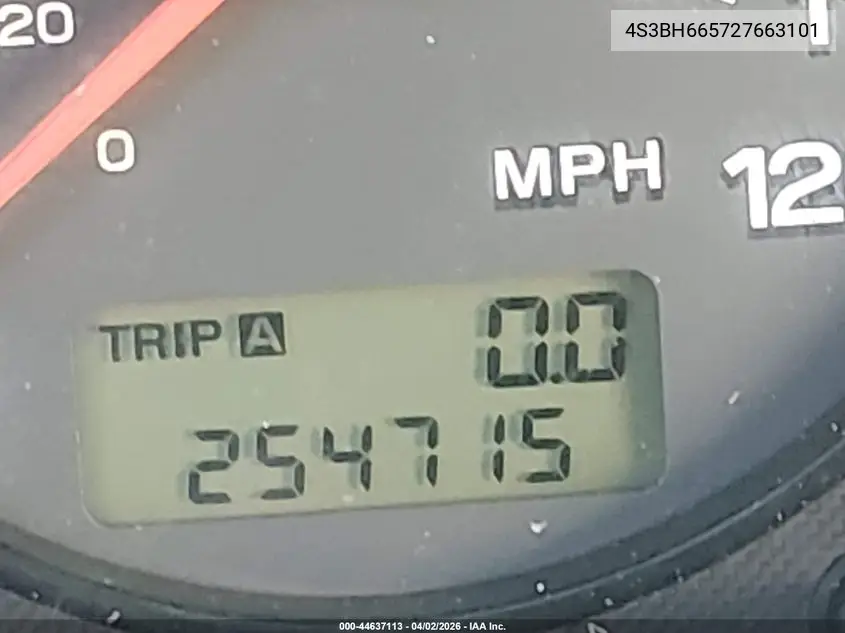 2002 Subaru Outback VIN: 4S3BH665727663101 Lot: 44637113