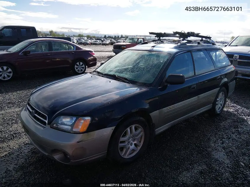 2002 Subaru Outback VIN: 4S3BH665727663101 Lot: 44637113